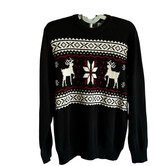 Dockers Black and White Festive Sweater,Reindeer design,Christmas,Holiday - Picture 2 of 10